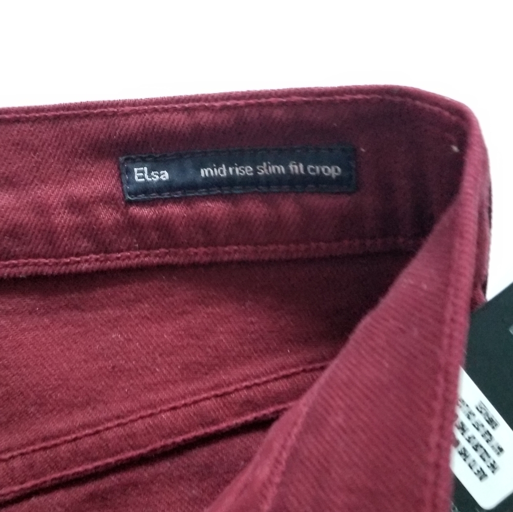Citizen of Humanity Elsa Mid Rise Slim Crop Jeans Maroon Red Size 27 - Picture 8 of 10